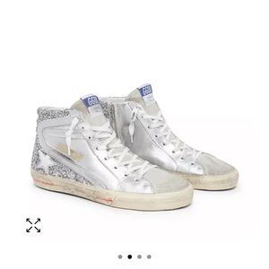 Golden goose slide silver glitter EUC